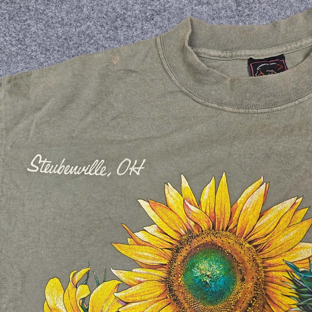 Vintage Habitat Shirt Mens Large Green Sunflower Floral Nature Graphic Tee 90s - Picture 3 of 9